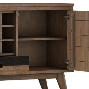 English Elm Mooney Solid Acacia Sideboard with Wine Rack and Cabinet Storage for Dining Rooms B2732P548181