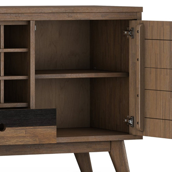 English Elm Mooney Solid Acacia Sideboard with Wine Rack and Cabinet Storage for Dining Rooms B2732P548181