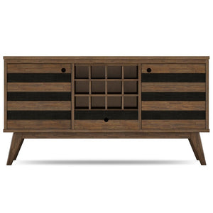 English Elm Mooney Solid Acacia Sideboard with Wine Rack and Cabinet Storage for Dining Rooms B2732P548181