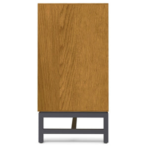 English Elm Argyle Oak Veneer Three Door Buffet with Graphite Metal Frame for Modern Dining Brown 18 L x 58 W x 36 H Metal & Wood B2732P548182