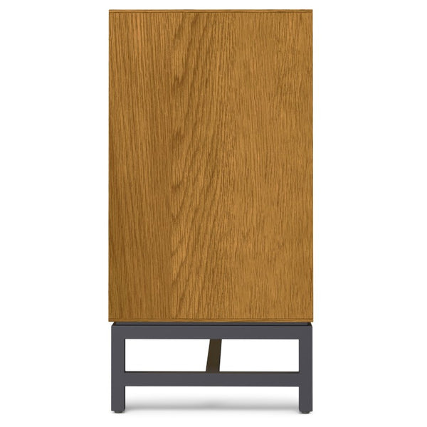 English Elm Argyle Oak Veneer Three Door Buffet with Graphite Metal Frame for Modern Dining Brown 18 L x 58 W x 36 H Metal & Wood B2732P548182