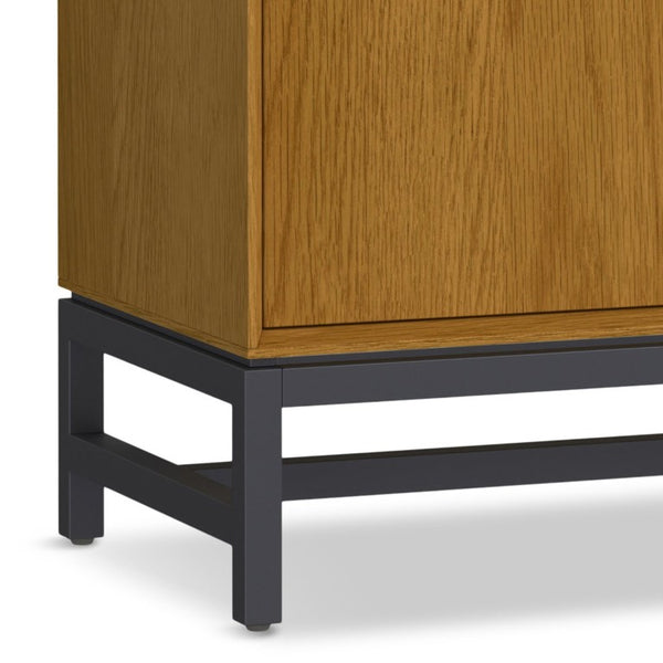 English Elm Argyle Oak Veneer Three Door Buffet with Graphite Metal Frame for Modern Dining Brown 18 L x 58 W x 36 H Metal & Wood B2732P548182