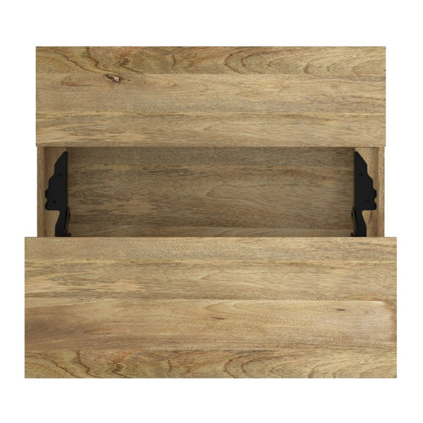 English Elm Spartan Mango Hardwood Lift Top Coffee Table with Brass Inlays and Hidden Storage B2732P549788