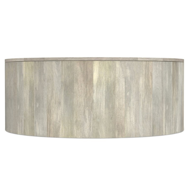 English Elm Ardson Round Mango Wood Drum Coffee Table Whitewash Finish for Coastal Living White Wood 36 x 36 x 14 B2732P549790
