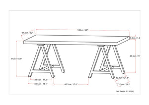 English Elm Spokane Walnut Veneer Coffee Table with Sawhorse Steel Base for Modern Living B2732P549791