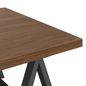 English Elm Spokane Walnut Veneer Coffee Table with Sawhorse Steel Base for Modern Living B2732P549791