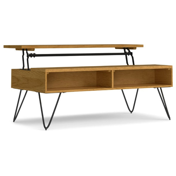 English Elm Diaz Oak Veneer Lift Top Coffee Table with Hidden Storage for Living Rooms B2732P549793