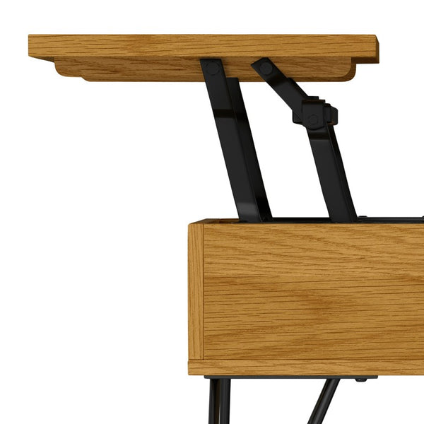 English Elm Diaz Oak Veneer Lift Top Coffee Table with Hidden Storage for Living Rooms B2732P549793