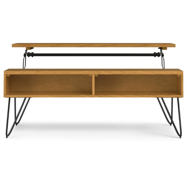 English Elm Diaz Oak Veneer Lift Top Coffee Table with Hidden Storage for Living Rooms B2732P549793