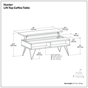 English Elm Diaz Oak Veneer Lift Top Coffee Table with Hidden Storage for Living Rooms B2732P549793