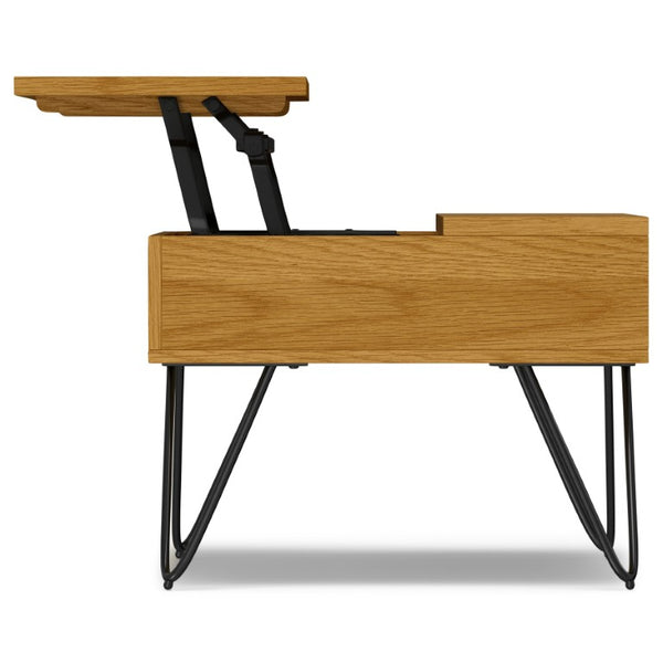 English Elm Diaz Oak Veneer Lift Top Coffee Table with Hidden Storage for Living Rooms B2732P549793