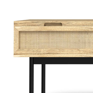 English Elm Stonecastle Mango Wood Lift Top Coffee Table with Hidden Storage and Raffia Accents B2732P549796