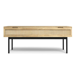 English Elm Stonecastle Mango Wood Lift Top Coffee Table with Hidden Storage and Raffia Accents B2732P549796