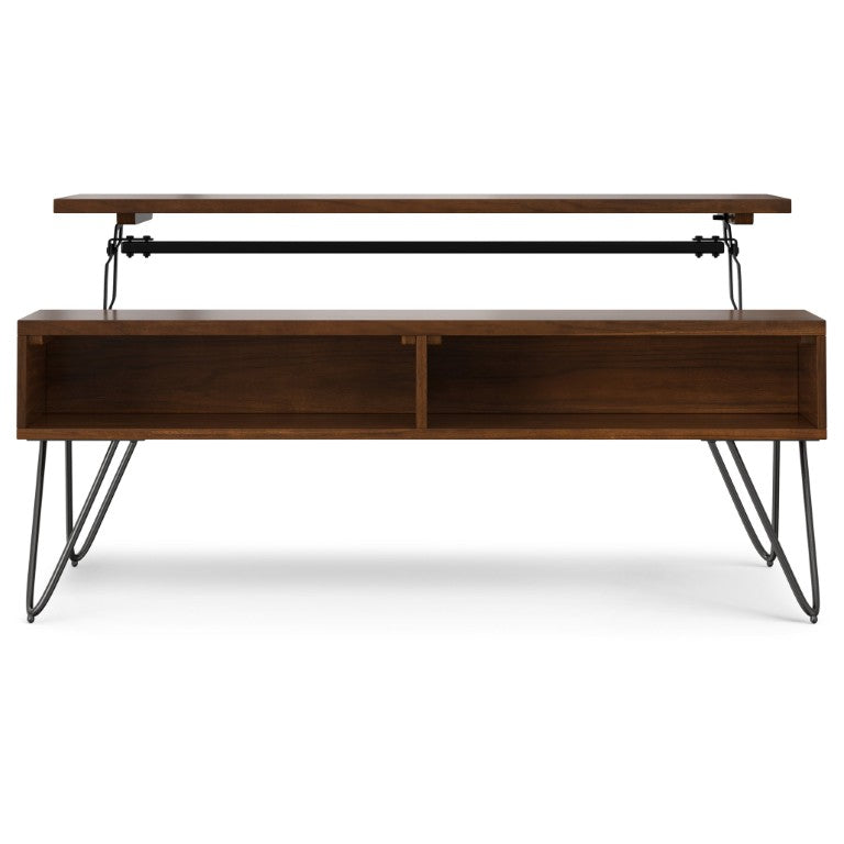 English Elm Diaz Lift Top Coffee Table with Hidden Storage Walnut Hairpin Leg Living Room 48 inches Metal & Wood B2732P549797