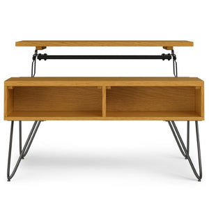 English Elm Diaz Solid Oak Lift Top Coffee Table with Hairpin Legs and Hidden Storage Cubby 24 x 36 x 18 Brown B2732P549798