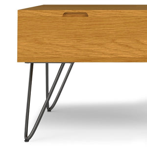English Elm Diaz Solid Oak Lift Top Coffee Table with Hairpin Legs and Hidden Storage Cubby 32 x 32 x 18 Brown B2732P549801