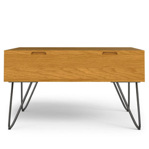 English Elm Diaz Solid Oak Lift Top Coffee Table with Hairpin Legs and Hidden Storage Cubby 32 x 32 x 18 Brown B2732P549801
