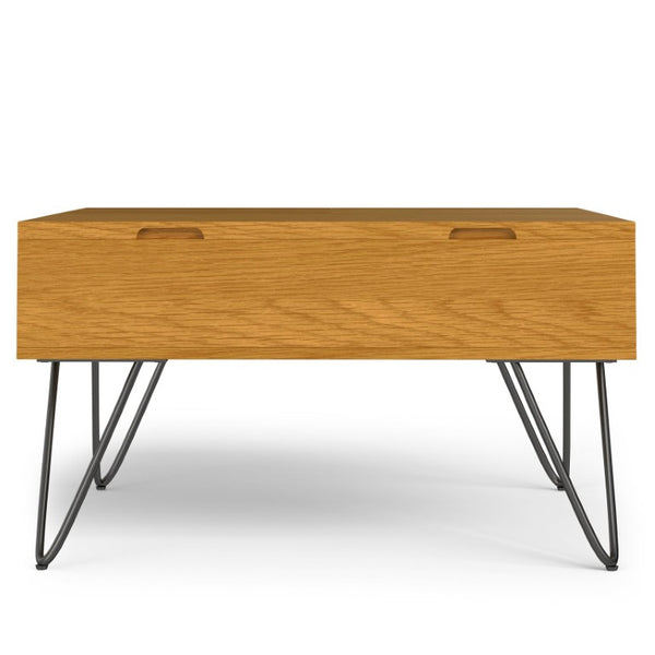 English Elm Diaz Solid Oak Lift Top Coffee Table with Hairpin Legs and Hidden Storage Cubby 32 x 32 x 18 Brown B2732P549801