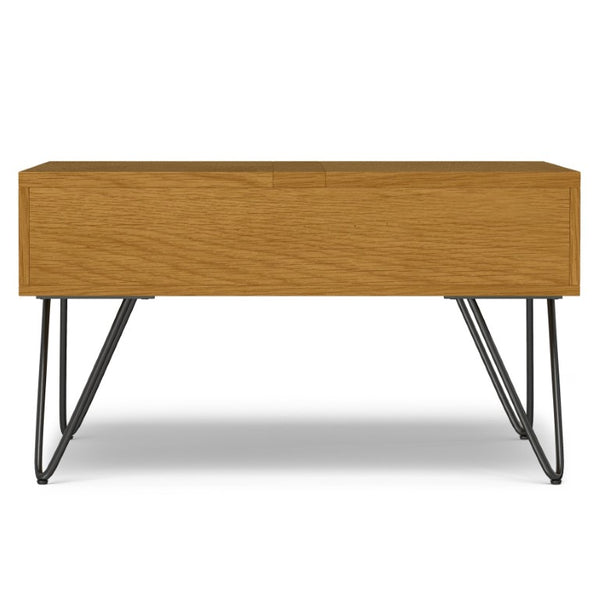English Elm Diaz Solid Oak Lift Top Coffee Table with Hairpin Legs and Hidden Storage Cubby 32 x 32 x 18 Brown B2732P549801