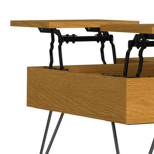 English Elm Diaz Solid Oak Lift Top Coffee Table with Hairpin Legs and Hidden Storage Cubby 32 x 32 x 18 Brown B2732P549801