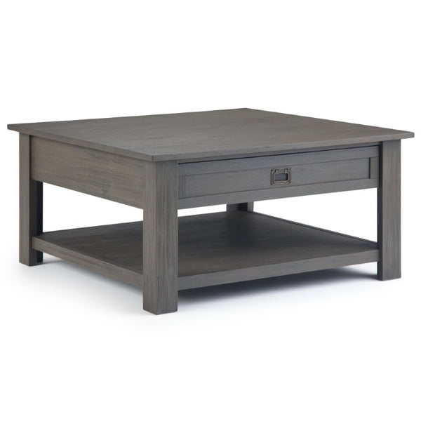 English Elm Diaz Solid Oak Lift Top Coffee Table with Hairpin Legs and Hidden Storage Cubby 38 x 38 x 18.5 Grey B2732P549807