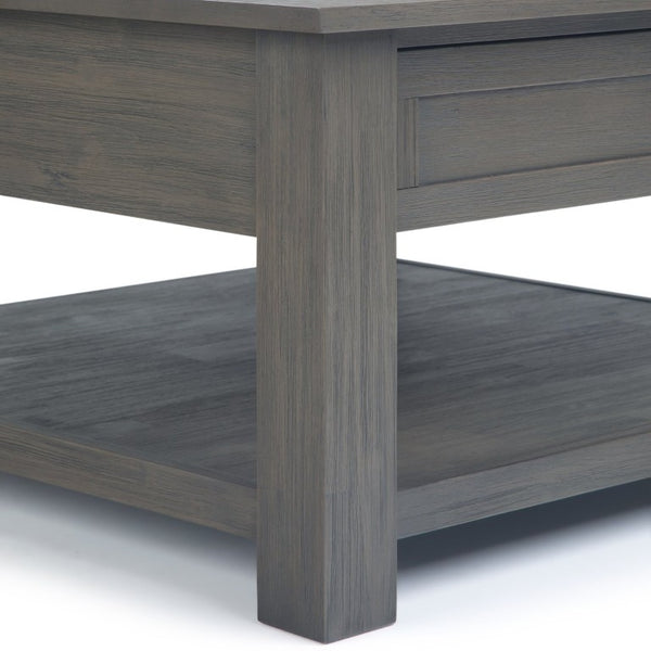 English Elm Diaz Solid Oak Lift Top Coffee Table with Hairpin Legs and Hidden Storage Cubby 38 x 38 x 18.5 Grey B2732P549807