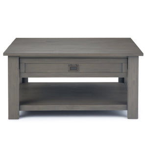 English Elm Diaz Solid Oak Lift Top Coffee Table with Hairpin Legs and Hidden Storage Cubby 38 x 38 x 18.5 Grey B2732P549807
