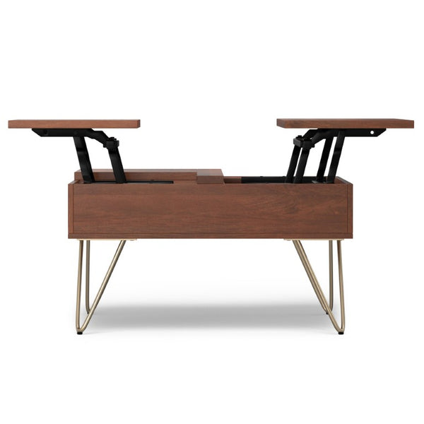 English Elm Diaz Solid Mango Wood Lift Top Square Coffee Table with Hidden Storage and Hairpin Legs 32 x 32 x 18 inches B2732P549808