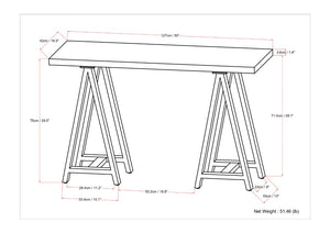 English Elm Spokane Walnut Veneer Console Table with Charcoal Sawhorse Base for Any Room B2732P551497