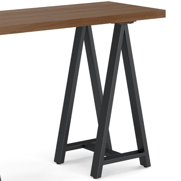 English Elm Spokane Walnut Veneer Console Table with Charcoal Sawhorse Base for Any Room B2732P551497
