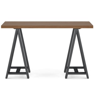 English Elm Spokane Walnut Veneer Console Table with Charcoal Sawhorse Base for Any Room B2732P551497