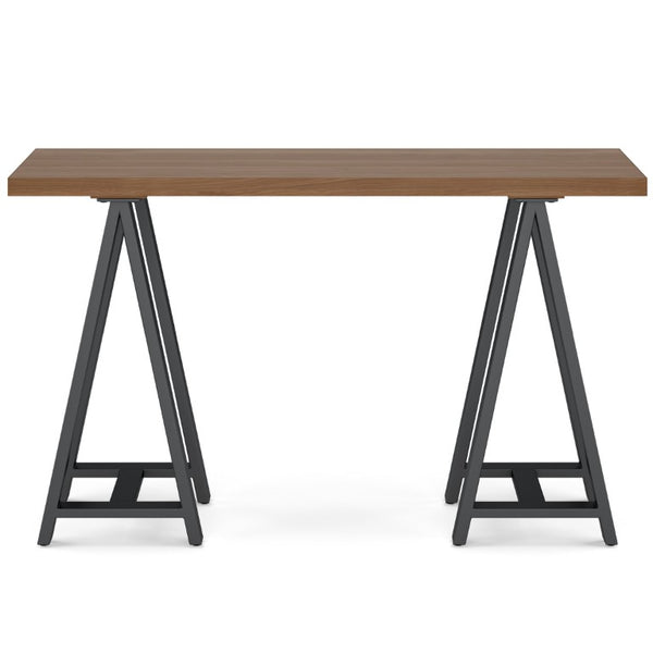 English Elm Spokane Walnut Veneer Console Table with Charcoal Sawhorse Base for Any Room B2732P551497