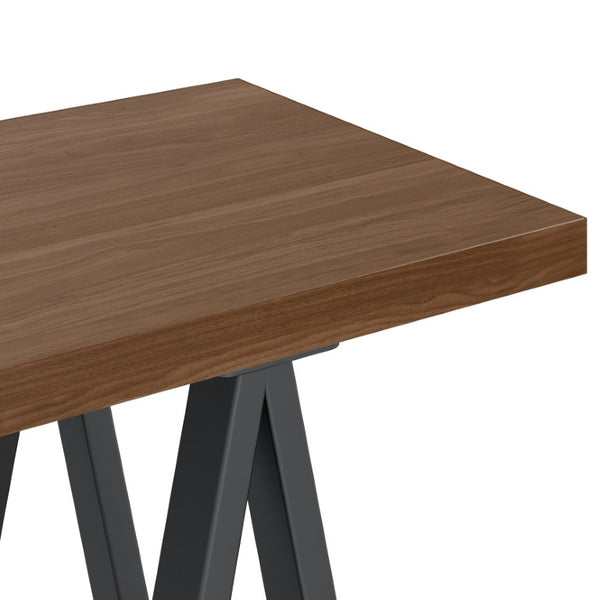 English Elm Spokane Walnut Veneer Console Table with Charcoal Sawhorse Base for Any Room B2732P551497