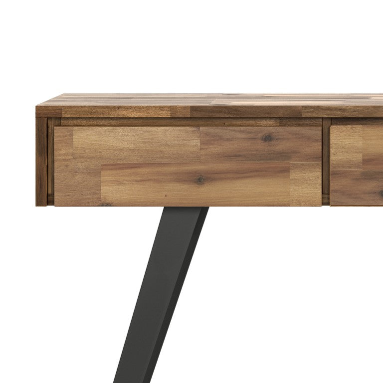 English Elm Fulton Solid Acacia Sofa Table with Three Drawers and Industrial Metal Legs for Entryways B2732P551498