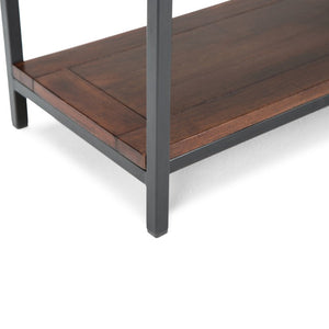 English Elm Spartan Mango Hardwood Console with Brass Inlay and Tapered Gold Legs for Entryway 18 L x 54 W x 30 H B2732P551500