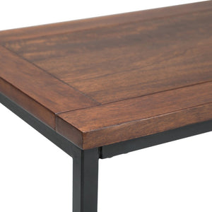 English Elm Spartan Mango Hardwood Console with Brass Inlay and Tapered Gold Legs for Entryway 18 L x 54 W x 30 H B2732P551500