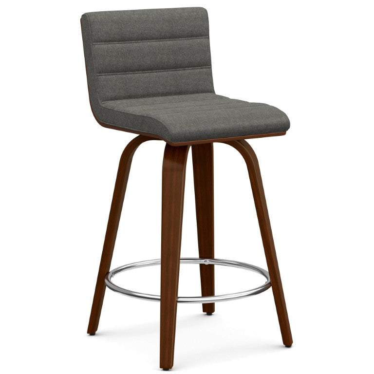 English Elm Calderon Swivel Counterstool Upholstered in Linen Fabric with Bentwood Legs for Kitchen Islands B2732P556853