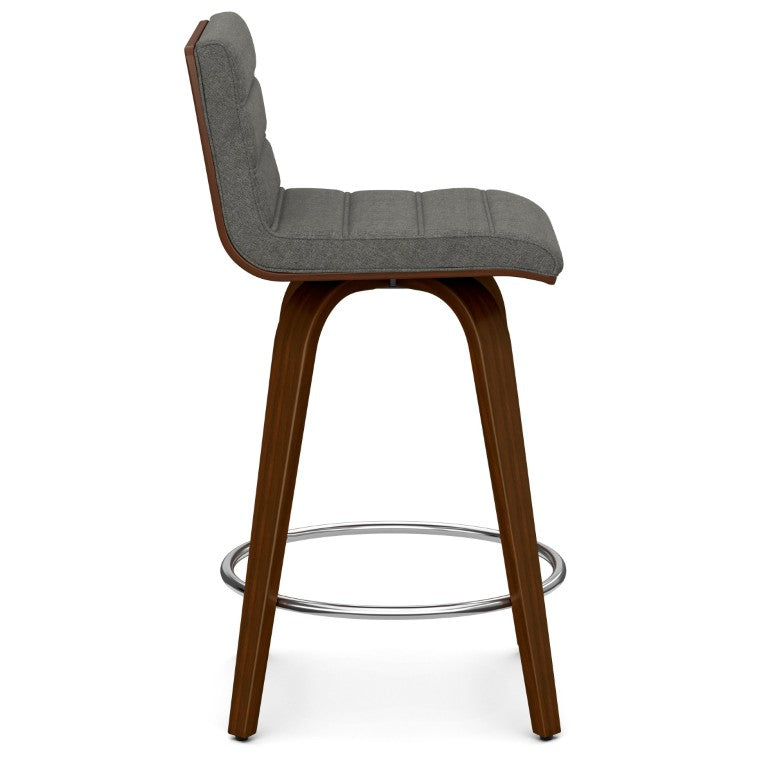 English Elm Calderon Swivel Counterstool Upholstered in Linen Fabric with Bentwood Legs for Kitchen Islands B2732P556853