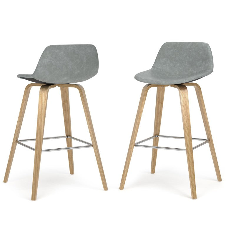 English Elm Avalee Quilted Faux Leather Counter Stools Set of 2 with Diamond Stitching for Kitchen Islands Grey Faux Leather 21.1 L x 20.7 W x 36.6 H - Stone Grey B2732P556855