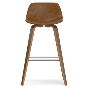 English Elm Harvard Bentwood Counter Stools Set of Two Mid-Century Faux Leather Kitchen Bar Seating 21.1 L x 20.7 W x 36.6 H B2732P556856