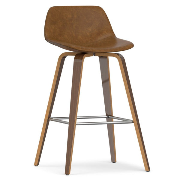 English Elm Harvard Bentwood Counter Stools Set of Two Mid-Century Faux Leather Kitchen Bar Seating 21.1 L x 20.7 W x 36.6 H B2732P556856