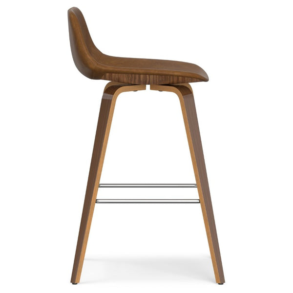 English Elm Harvard Bentwood Counter Stools Set of Two Mid-Century Faux Leather Kitchen Bar Seating 21.1 L x 20.7 W x 36.6 H B2732P556856