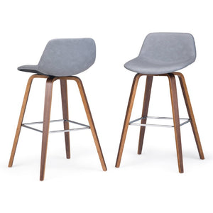 English Elm Harvard Bentwood Counter Stools Set of 2 Mid-Century Vegan Leather Kitchen Island Seating B2732P556860