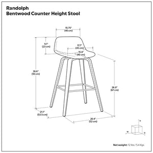 English Elm Harvard Bentwood Counter Stools Set of 2 Mid-Century Vegan Leather Kitchen Island Seating B2732P556860