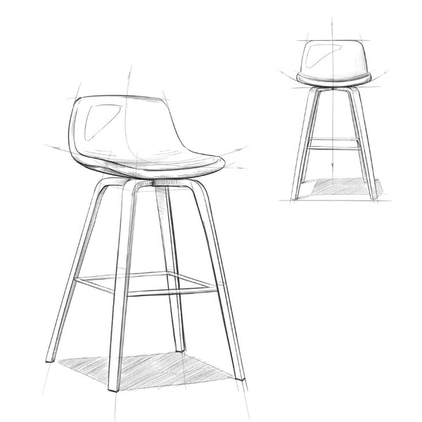 English Elm Harvard Bentwood Counter Stools Set of 2 Mid-Century Vegan Leather Kitchen Island Seating B2732P556860