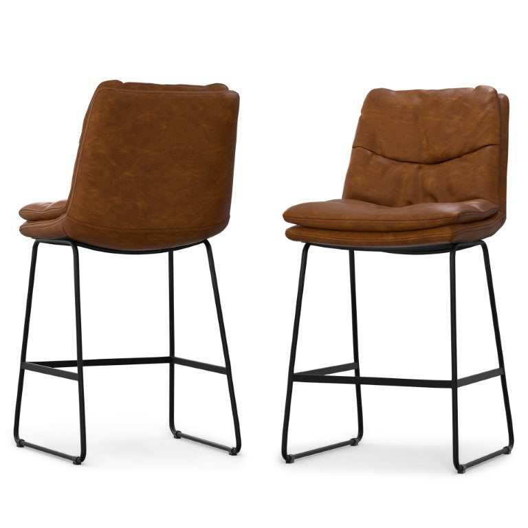 English Elm Lena Tufted Faux Leather Counter Stools Set of 2 for Kitchen Island or Breakfast Bar B2732P556862