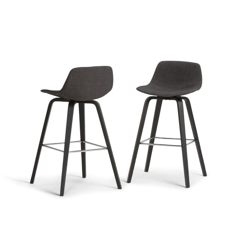 English Elm Harvard Bentwood Counter Stool Set of Two with Upholstered Seat Mid-Century Modern Black Fabric 36.6 H B2732P556865