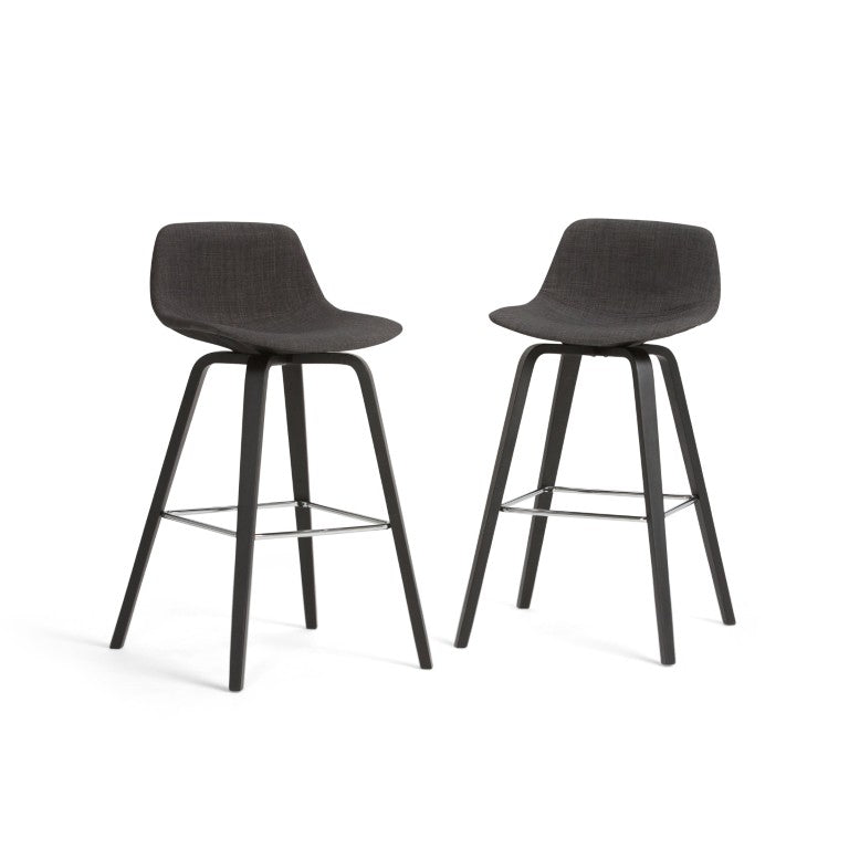 English Elm Harvard Bentwood Counter Stool Set of Two with Upholstered Seat Mid-Century Modern Black Fabric 36.6 H B2732P556865
