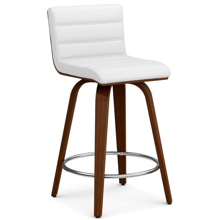 English Elm Calderon Swivel Counterstool Bentwood Mid-Century Faux Leather Padded Kitchen Island Seat B2732P556872