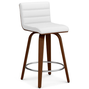English Elm Calderon Swivel Counterstool Bentwood Mid-Century Faux Leather Padded Kitchen Island Seat B2732P556872